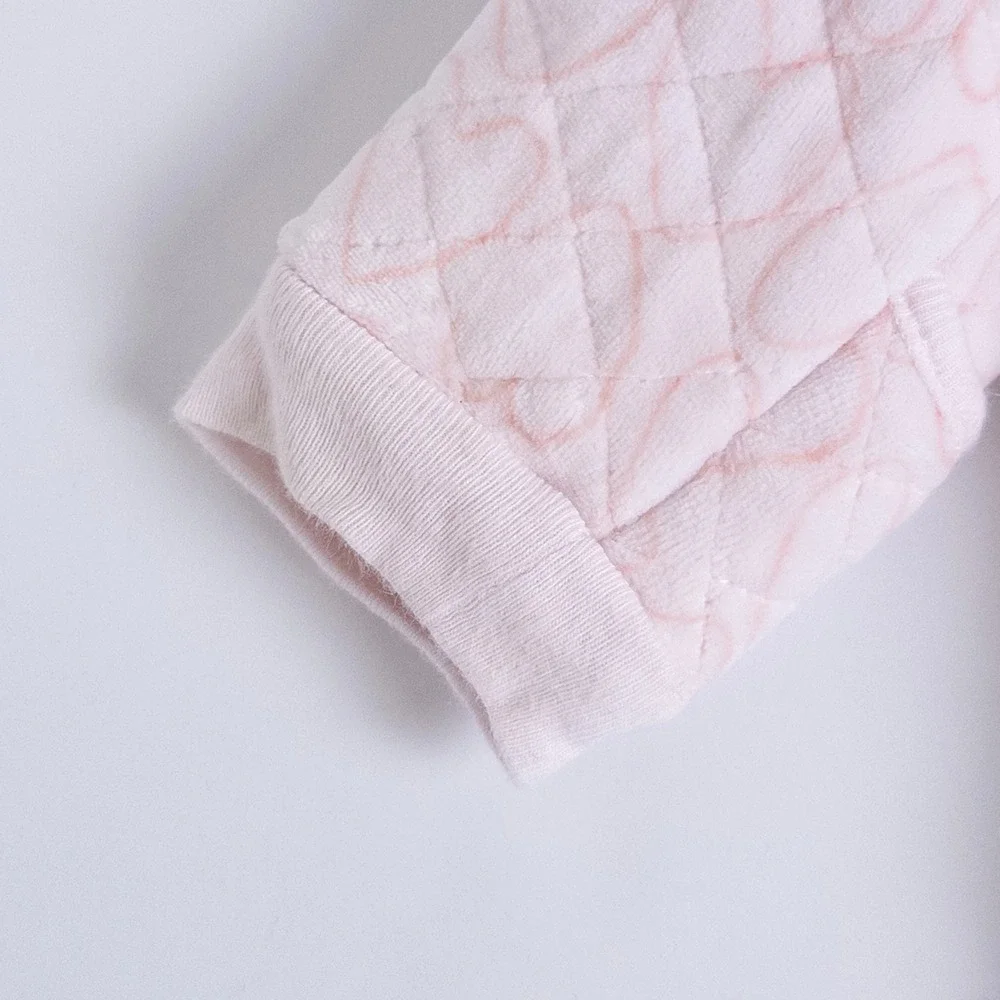 Nordstrom Quilted Heart Pram Suit Baby 6M Pink Fleece Hood‎ Bear Ears
